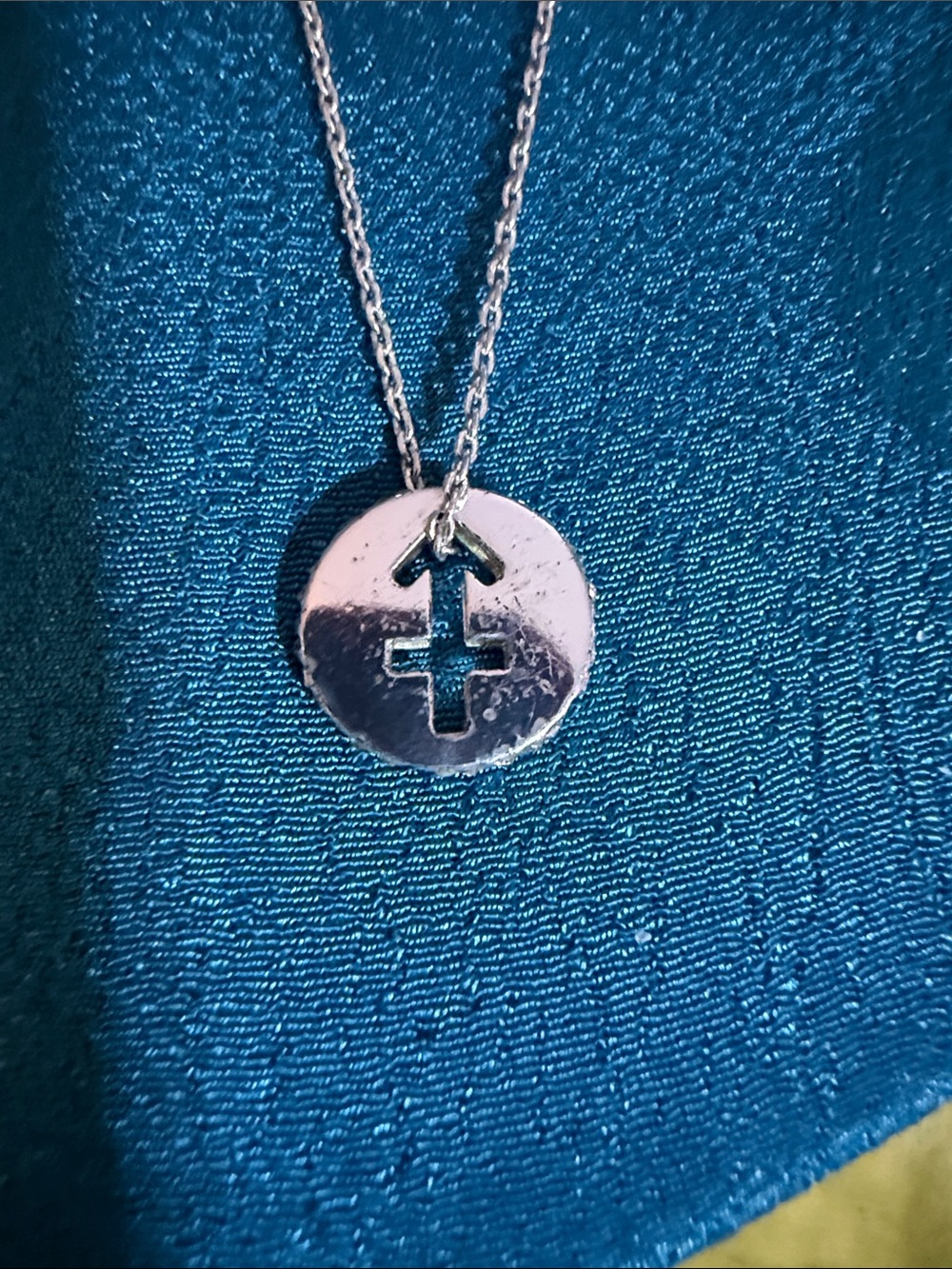 Silver Round Cross Cutout Pendant Necklace - Women Jewelry